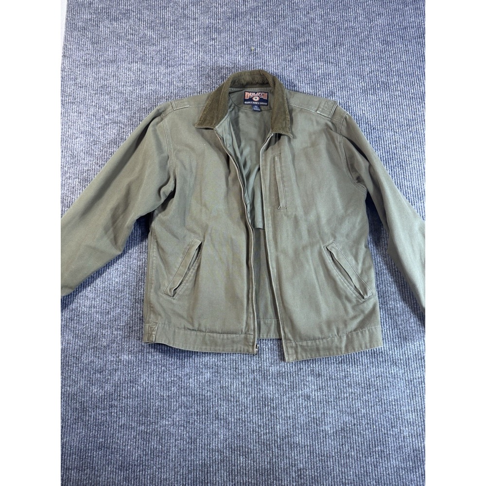Vintage  Duluth Trading Co Men's Olive Green Work Jacket Collared Zip Up SizeTL‎